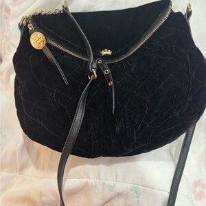 Juicy Couture Black Velvet Shoulder Bag with Gold Details